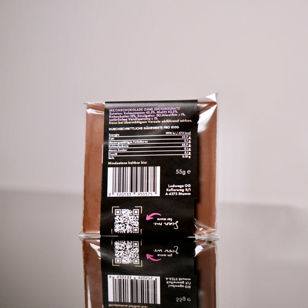 Schoki Sara – Vollmilchschokolade ohne Zuckerzusatz – Produktansicht 2