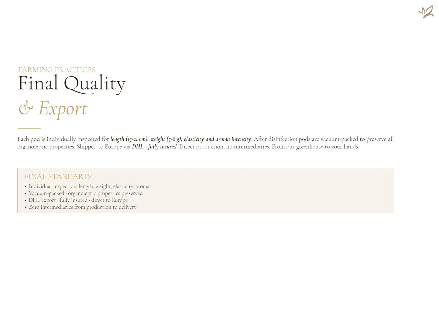 Vanilleschote Golden Selection – Premium-Vanilleschote Typ A