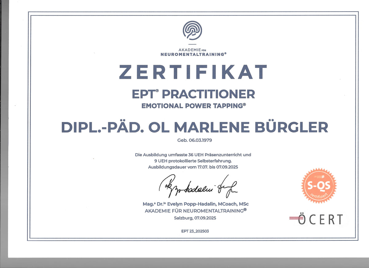 Neuro-Mental-Training EPT-Technik (Emotional Power Tapping) mit Marlene